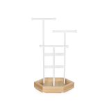 Stojanček na šperky s drevenou základňou, biely