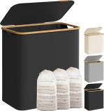 150 l košík na bielizeň s 3 priehradkami, čierny, bambus