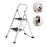 Skladacie oceľové schodíky, biele, nosnosť 150 kg, 86×44×4,5
