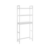 Bambusová a oceľová polica, 3 poschodia, biela, 63×26×170 cm
