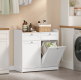 Kúpeľňová skrinka s košmi na bielizeň, biela, 80×78×40 cm