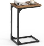 Bočný stolík v tvare C, rustikálny hnedý/čierny