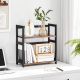 Dvojposchodový stojan na korenie, bambus/čierny, 42x18x43 cm