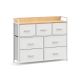 Komoda so 7 zásuvkami, biela/drevený efekt, 98 x 28,5 x 85