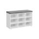 Lavica s botníkom, 9 priehradiek, biela/sivá