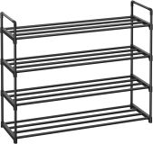 Čierny kovový botník - 4 poschodia, 92 x 30 x 74 cm