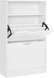 Biela skriňa na topánky s otočnými dvierkami a policou 60x24