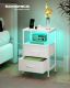 Biely nočný stolík s LED, USB a zásuvkami, 39,6x30x60,4 cm