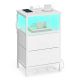 Biely nočný stolík s LED, USB a zásuvkami, 39,6x30x60,4 cm