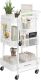 Kovový mobilný regál s háčikmi a dierovanými doskami, biely
