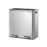 Nerezový kuchynský kôš na triedený odpad 2x30 l