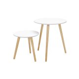 Sada minimalistických odkladacích stolíkov biela/drevo, 2