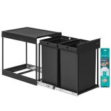 Výsuvný kôš na odpad 2x20 l do kuchynskej linky, čierny
