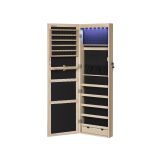 Závesná šperkovnica s LED osvetlením a zrkadlom 37×120×10 cm