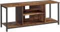 TV stolík s kovovým rámom, rustikálna hnedá, 120x40x50 cm