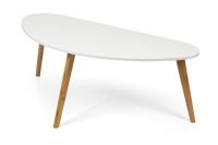 Biely konferenčný stolík s bambusovými nohami, 120x45x60 cm
