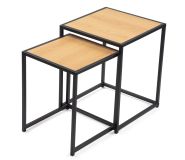 Sada 2 odkladacích stolíkov, prírodný dekor, čierna konštruk
