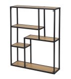 Otvorený kovový regál s policami v dekore dreva, 91x75x20 cm