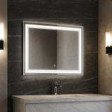 Dizajnové zrkadlo s LED, 70x90 cm, 3 farby svetla, hliník