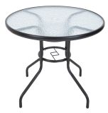Záhradný stôl ZWMT Ø 80 cm kovový so sklenenou doskou