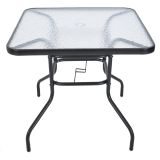 Záhradný stôl ZWMT, 80 x 80 cm, kov so sklenenou doskou