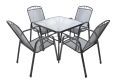 Záhradný stôl ZWMT, 80 x 80 cm, kov so sklenenou doskou