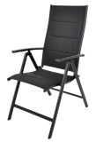 Záhradné polohovacie kreslo čierne hliníkové skladacie