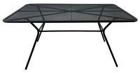 Čierny kovový záhradný stôl 160x90 cm, mriežkovaná doska